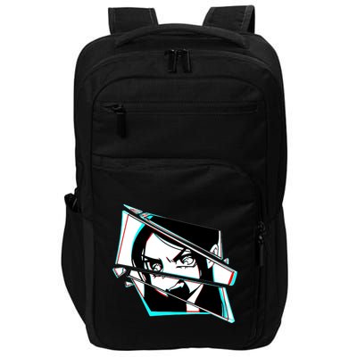 Anime Eyes Broken Glass Yelling Impact Tech Backpack