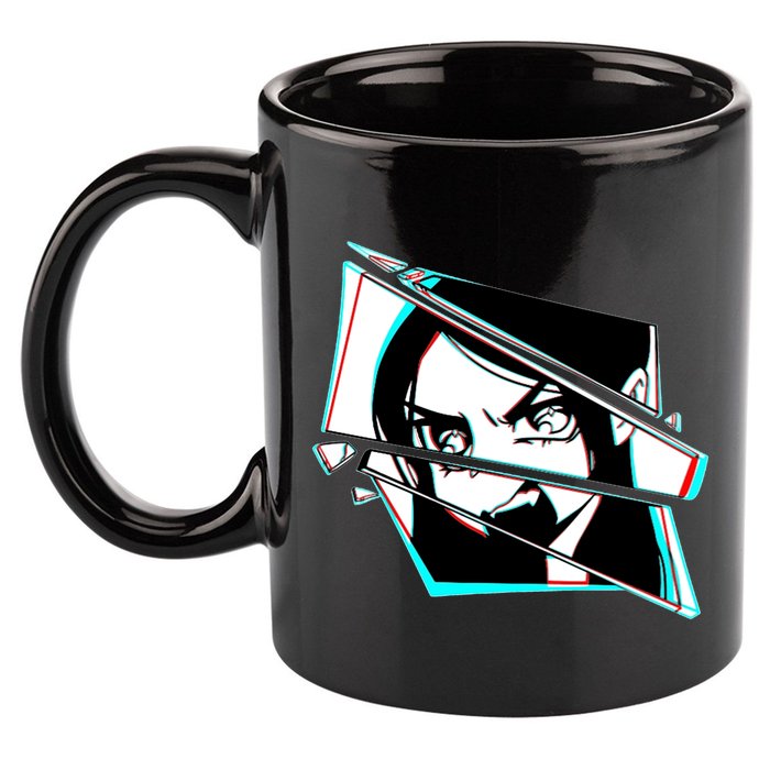 Anime Eyes Broken Glass Yelling 11oz C Handle Ceramic Mug