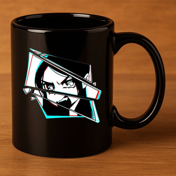 Anime Eyes Broken Glass Yelling 11oz C Handle Ceramic Mug