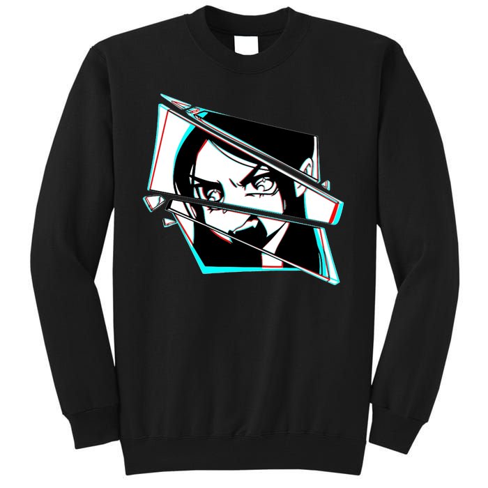 Anime Eyes Broken Glass Yelling Tall Sweatshirt