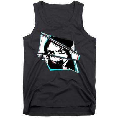 Anime Eyes Broken Glass Yelling Tank Top