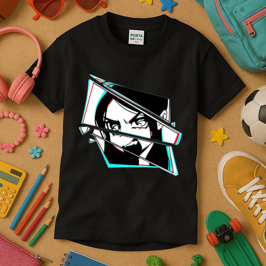 Anime Eyes Broken Glass Yelling Kids T-Shirt