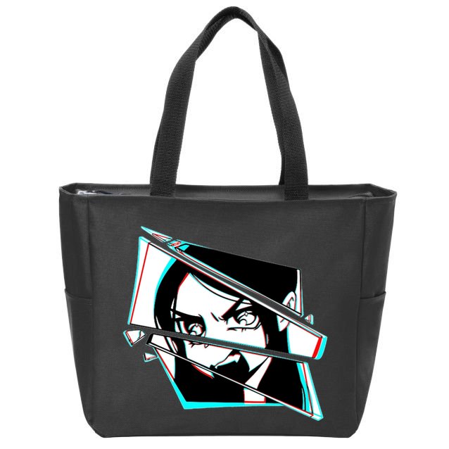 Anime Eyes Broken Glass Yelling Zip Tote Bag