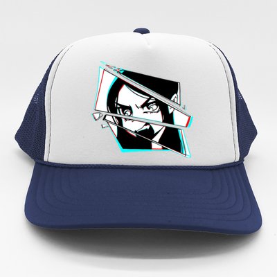 Anime Eyes Broken Glass Yelling Trucker Hat