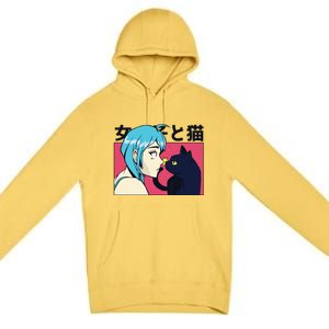 Anime Girl Cat Premium Pullover Hoodie