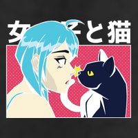 Anime Girl Cat 7 Panel Mesh Trucker Snapback Hat