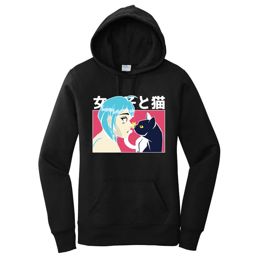 Anime Girl Cat Women's Pullover Hoodie