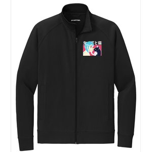 Anime Girl Cat Stretch Full-Zip Cadet Jacket