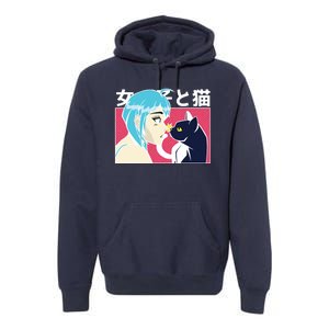 Anime Girl Cat Premium Hoodie