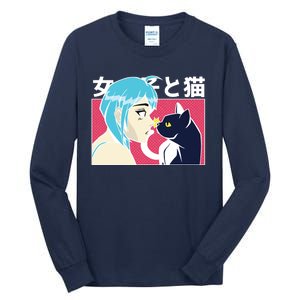 Anime Girl Cat Tall Long Sleeve T-Shirt