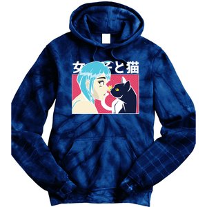 Anime Girl Cat Tie Dye Hoodie