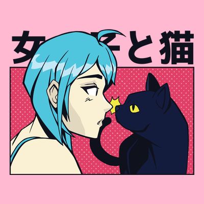 Anime Girl Cat T-Shirt