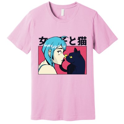 Anime Girl Cat Premium T-Shirt
