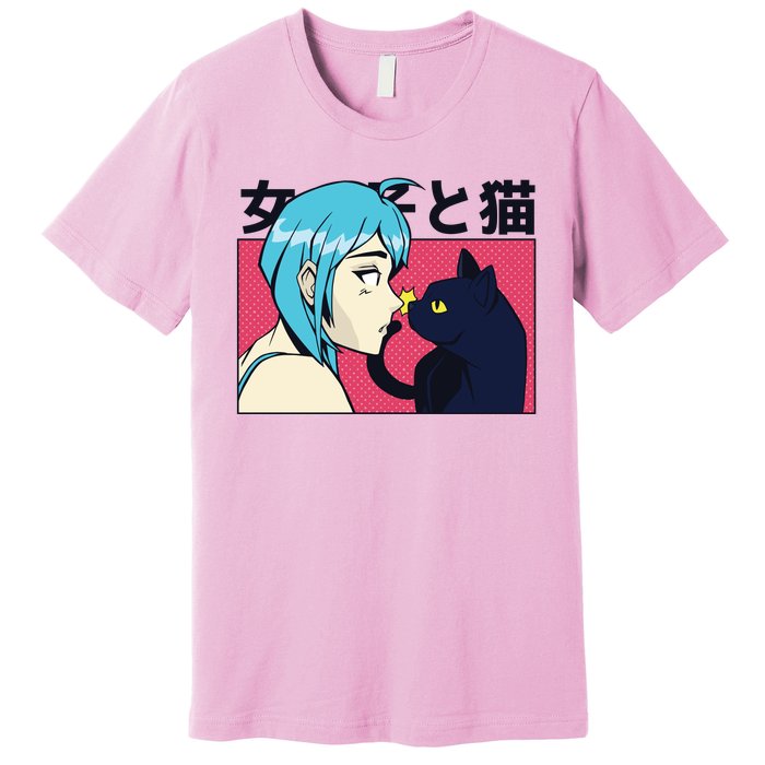 Anime Girl Cat Premium T-Shirt