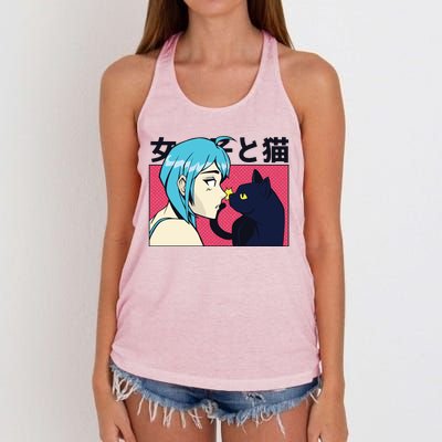 Anime Girl Cat Women's Knotted Racerback Tank