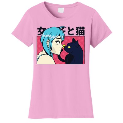 Anime Girl Cat Women's T-Shirt