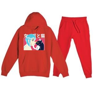 Anime Girl Cat Premium Hooded Sweatsuit Set