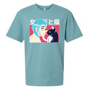 Anime Girl Cat Sueded Cloud Jersey T-Shirt