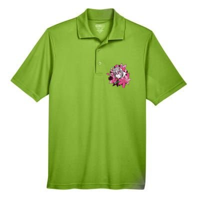 Anime Girl Flowers Men's Origin Performance Piqué Polo