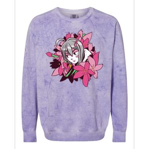 Anime Girl Flowers Colorblast Crewneck Sweatshirt