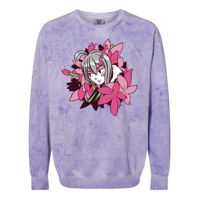 Anime Girl Flowers Colorblast Crewneck Sweatshirt