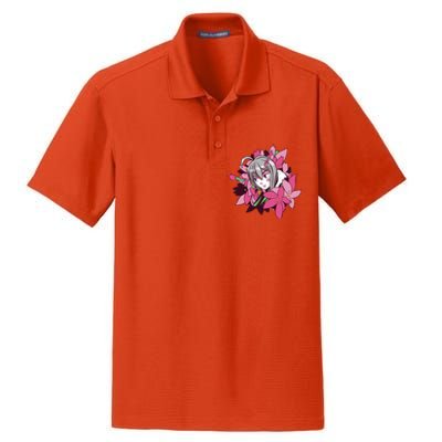 Anime Girl Flowers Dry Zone Grid Polo