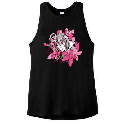 Anime Girl Flowers Ladies PosiCharge Tri-Blend Wicking Tank