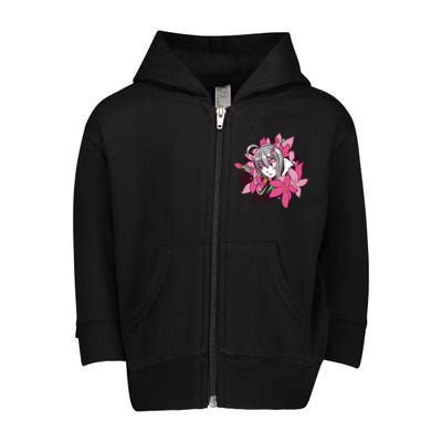 Anime Girl Flowers Toddler Zip Fleece Hoodie