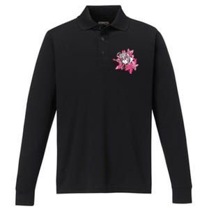 Anime Girl Flowers Performance Long Sleeve Polo