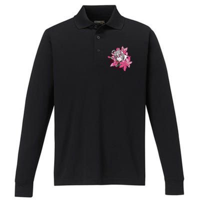 Anime Girl Flowers Performance Long Sleeve Polo