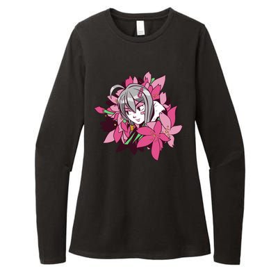 Anime Girl Flowers Womens CVC Long Sleeve Shirt