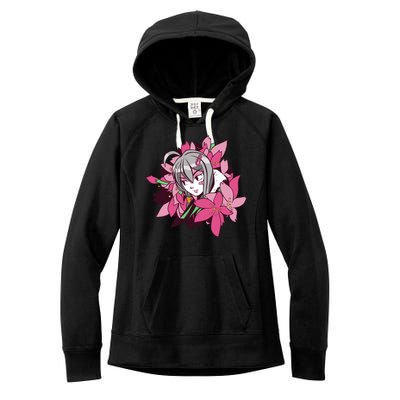 Anime Girl Flowers Women's Fleece Hoodie