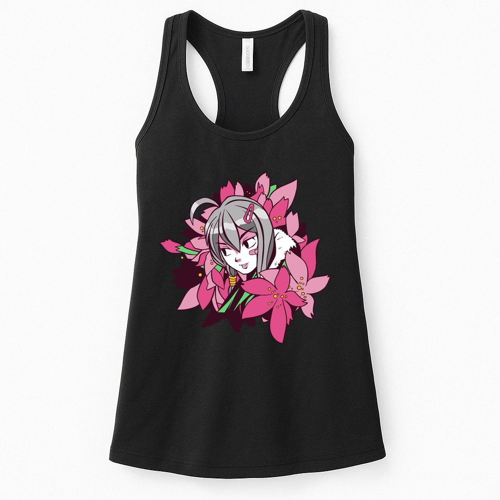 Anime Girl Flowers Womens Tank Top