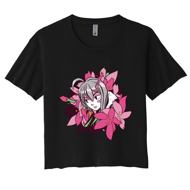 Anime Girl Flowers Crop Top