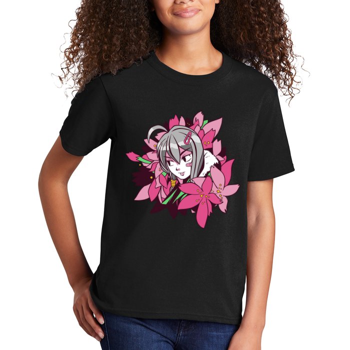 Anime Girl Flowers Kids T-Shirt