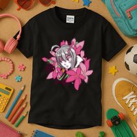 Anime Girl Flowers Kids T-Shirt