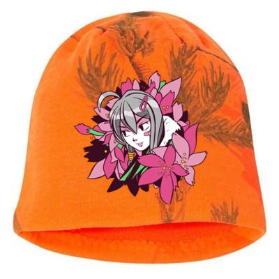 Anime Girl Flowers Kati - Camo Knit Beanie