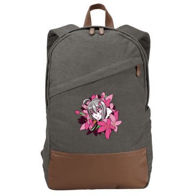 Anime Girl Flowers Cotton Canvas Backpack