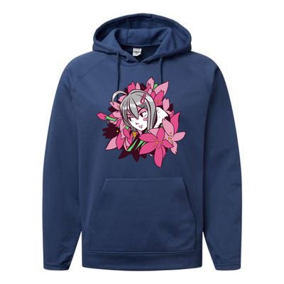 Anime Girl Flowers Performance Fleece Hoodie