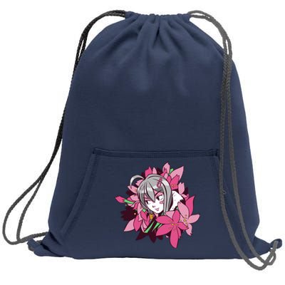 Anime Girl Flowers Sweatshirt Cinch Pack Bag