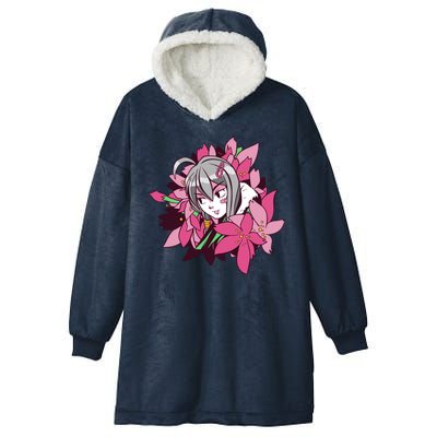 Anime Girl Flowers Hooded Wearable Blanket