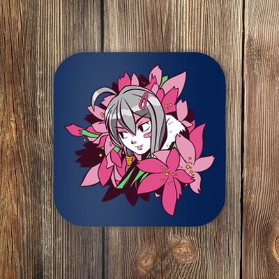 Anime Girl Flowers Coaster