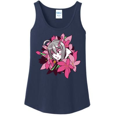 Anime Girl Flowers Ladies Essential Tank