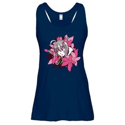 Anime Girl Flowers Ladies Essential Flowy Tank