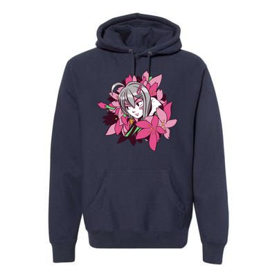 Anime Girl Flowers Premium Hoodie