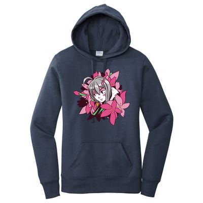 Anime Girl Flowers Women's Pullover Hoodie