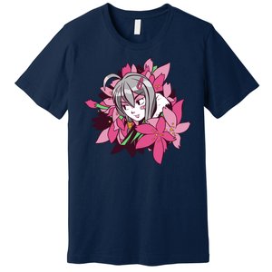 Anime Girl Flowers Premium T-Shirt