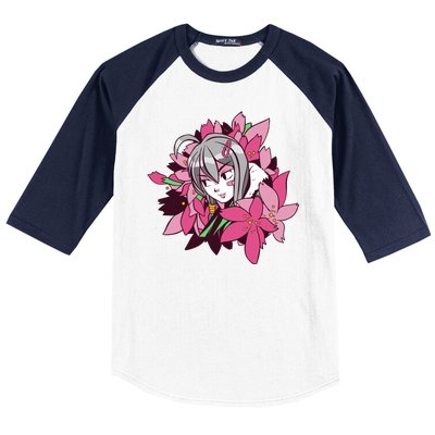 Anime Girl Flowers Baseball Sleeve Shirt