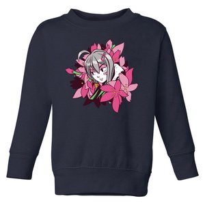 Anime Girl Flowers Toddler Sweatshirt