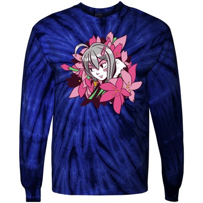 Anime Girl Flowers Tie-Dye Long Sleeve Shirt